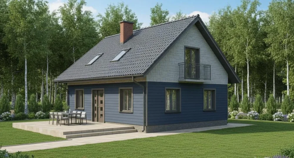 Проект Двухэтажный дом 9 на 8, 77 м2